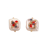 Culturesse Nicolette Pearl Art Stud Earrings