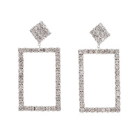 Culturesse Gemette Rectangular Rhinestone Catwalk Earrings