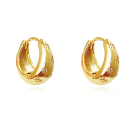 Culturesse Adalyn Star-engraved Chunky Hoop Earrings (Gold)