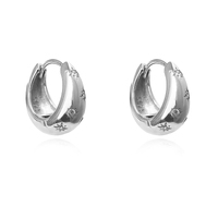 Culturesse Adalyn Star-engraved Chunky Hoop Earrings (Silver)