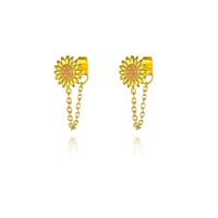 Culturesse Marlowe Gold Filled Flower Chain Earrings