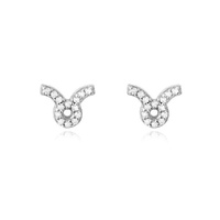 Culturesse Taurus Artisan Zirconia Pavé Stud Earrings (Silver)
