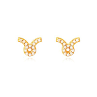 Culturesse Taurus Artisan Zirconia Pavé Stud Earrings (Gold)
