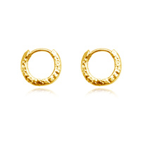 Culturesse Edda Textured Dainty Sleeper Hoop Earrings (Gold Vermeil)