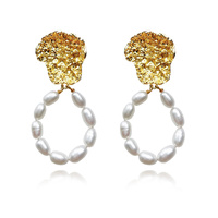 Culturesse Camila 24K Sculpture Pearl Drop Earrings