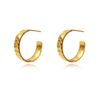 Culturesse Isador Textured Deco Hoop Earrings (Gold)