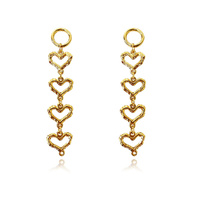 Culturesse Haven Artisan Sculptured Heart String Earrings (Gold)