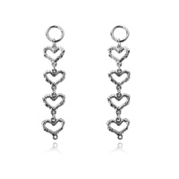 Culturesse Haven Artisan Sculptured Heart String Earrings (Silver)
