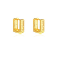 Culturesse Adelyn Art Deco Textured  Huggie Earrings (Gold Vermeil)