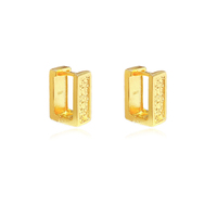 Culturesse Adelyn Art Deco Textured  Huggie Earrings (Gold Vermeil)