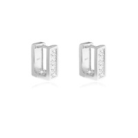 Culturesse Adelyn Art Deco Textured  Huggie Earrings (Silver)