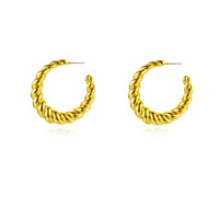 Culturesse Valencia 22K Twisted Gold Croissant Earrings