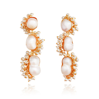 Culturesse Amour 22K Luxury Pearl Bouquet Earrings