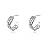 Culturesse Ciara Tri Curve Earrings (Silver)