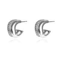 Culturesse Amaryllis Twin Flame Curved Earrings (Silver)