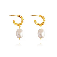 Culturesse Adley Pearl Drop Earrings (Gold Vermeil)