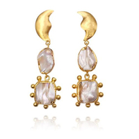 Culturesse Lilou Luxury 24K Artisan Pearl Drop Earrings (my ears are pierced)
