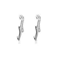 Culturesse Berte Artsy Ear Hook Stud Earrings (Silver)