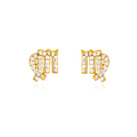 Culturesse Virgo Artisan Zirconia Pavé Stud Earrings (Gold)