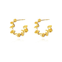 Culturesse Avani Art Deco Wavy Hoop Earrrings (Gold Vermeil)