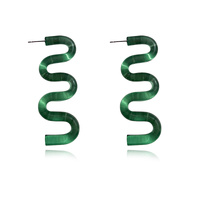 Culturesse Darya Artsy Wave Earrings (Green)