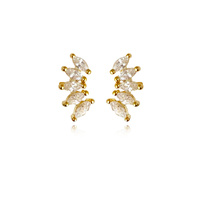 Culturesse Aliz Zircon Arch Stud Earrings (Gold)