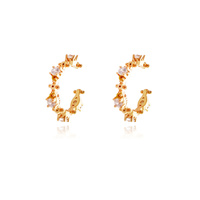 Culturesse Ciana Gold Filled Diamante Cuff Earrings