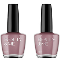 Beauty & Me Risky Pale Brown Nail Polish 2x 12ml Duo