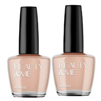 Beauty & Me Primrose Light Brown Cream Nail Polish 2x 12ml Duo