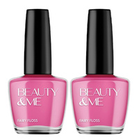 Beauty & Me Fairy Floss Vivid Pink Nail Polish 2x 12ml Duo