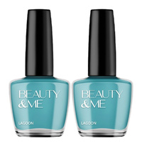 Beauty & Me Lagoon Teal Green Nail Polish 2x 12ml Duo