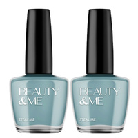 Beauty & Me Steal Me Soft Green Blue Nail Polish 2x 12ml Duo