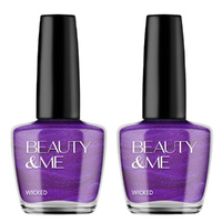 Beauty & Me Wicked Deep Purple Nail Polish 2x 12ml Duo