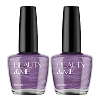 Beauty & Me Zombie Two Tone Metallic Mid Purple Nail Polish 2x 12ml Duo