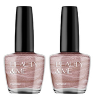 Beauty & Me Twinkle Two Tone Metallic Pinky Bronze Nail Polish 2x 12ml Duo