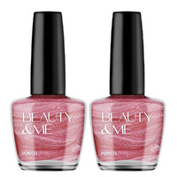 Beauty & Me Punch Two Tone Metallic Light Pink Nail Polish 2x 12ml Duo