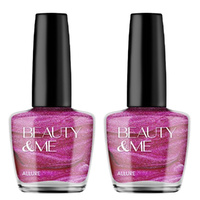 Beauty & Me Allure Two Tone Metallic Mid Pink Nail Polish 2x 12ml Duo