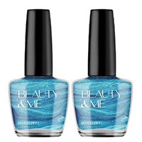 Beauty & Me Blueberry Two Tone Metallic Bright Blue Nail Polish 2x 12ml Duo