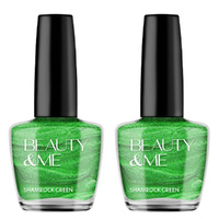 Beauty & Me Shamrock Two Tone Light Green Nail Polish 2x 12ml Duo