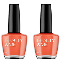 Beauty & Me Tiger Mid Orange Nail Polish 2x 12ml Duo