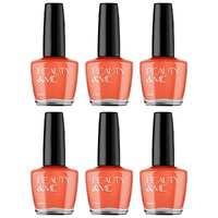 Beauty & Me Tiger Orange Nail Polish Duo 6 Pack 12ml Quick Dry Gloss Finish