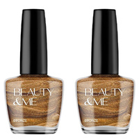 Beauty & Me Bronze Two Tone Metallic Bronze Nail Polish 2x 12ml Duo