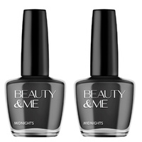 Beauty & Me Midnights Black Nail Polish 2x 12ml Duo