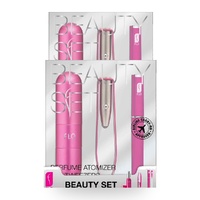 Flo Beauty Set 3 Piece Set Refillable Atomizer LED Tweezers Crystal Nail File Pack of 2