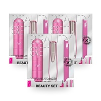 Flo Beauty Set 3 Piece Set Refillable Atomizer LED Tweezers Crystal Nail File Pack of 3