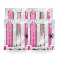 Flo Beauty Set 3 Piece Set Refillable Atomizer LED Tweezers Crystal Nail File Pack of 4