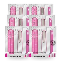 Flo Beauty Set 3 Piece Set Refillable Atomizer LED Tweezers Crystal Nail File Pack of 6