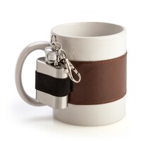 Novelty Extra Shot Coffee Mug with Mini Keychain Flask