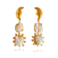 Culturesse Lilou Artisan 24K Pearl Drop Earrings (Imperfect No. 2)