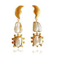 Culturesse Lilou Artisan 24K Pearl Drop Earrings (Imperfect No. 4)